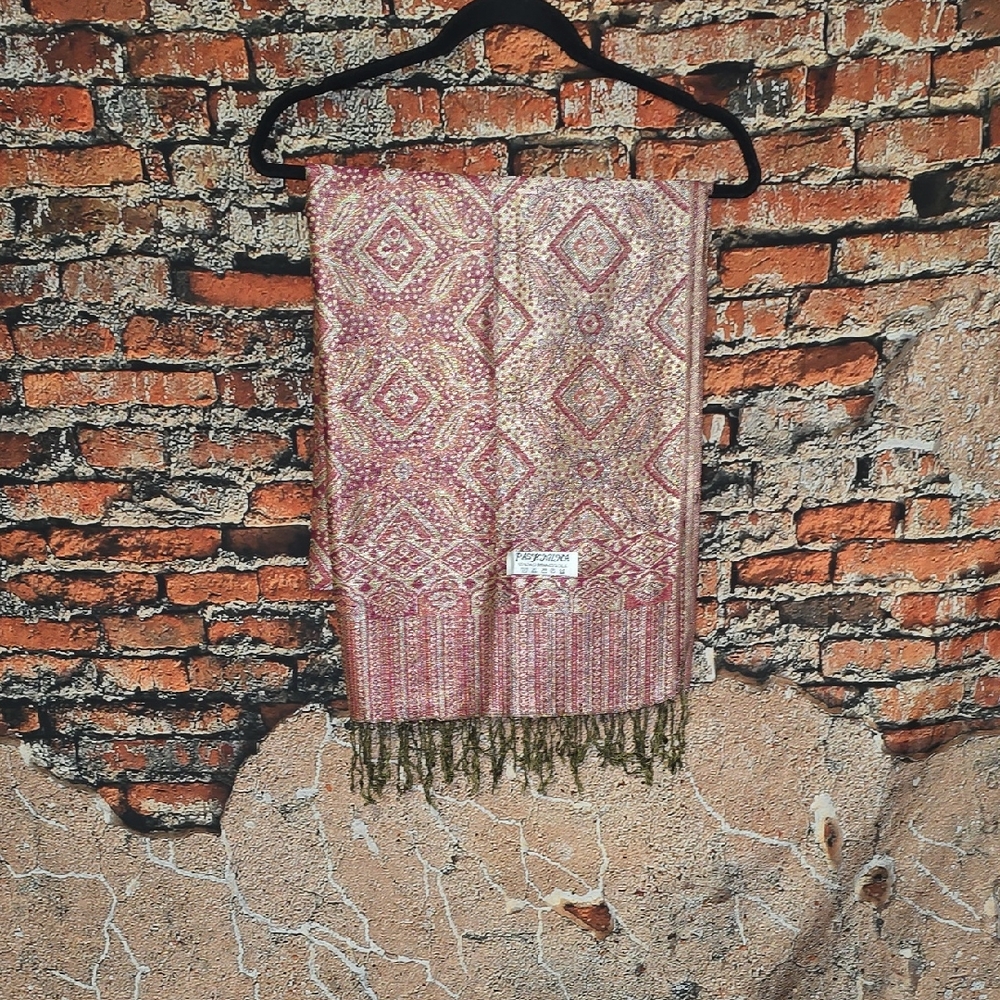 Boho Tapestry Geometric Pashmina Scarf Shawl Wrap Rose Gold
